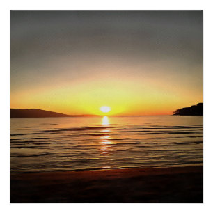 Póster Atardecer artístico otoñal en el Egeo