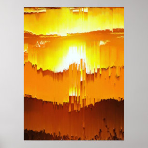 Póster Atardecer con Fallo Digital en el Horizonte