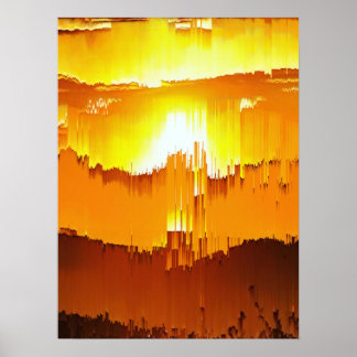 Póster Atardecer con Fallo Digital en el Horizonte