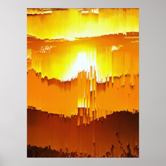 Póster Atardecer con Fallo Digital en el Horizonte (Frente)