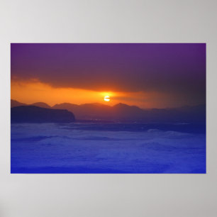 Póster Atardecer costero