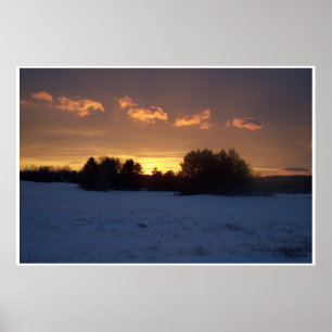 Póster Atardecer de campo de invierno