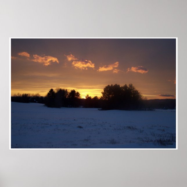 Póster Atardecer de campo de invierno (Frente)