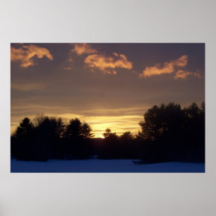 Póster Atardecer de Campo Invernal