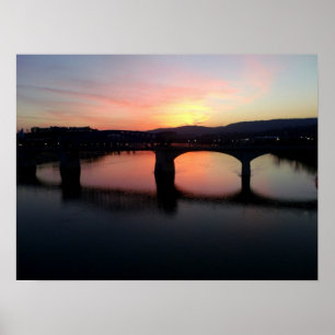 Póster Atardecer de Chattanooga en el agua