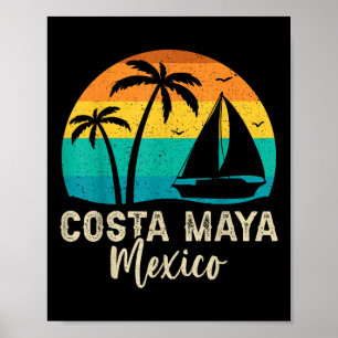 Póster Atardecer de Costa Maya México Vintage para Famili