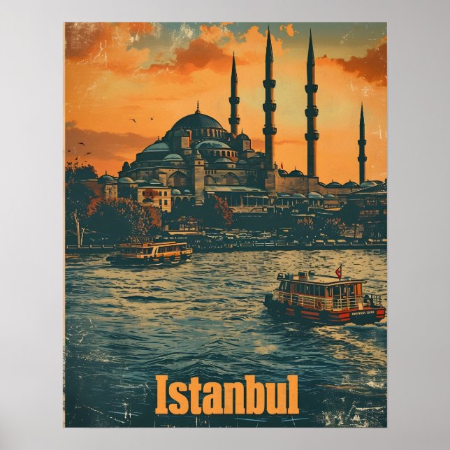 Póster Atardecer de Estambul: postal antigua (Frente)