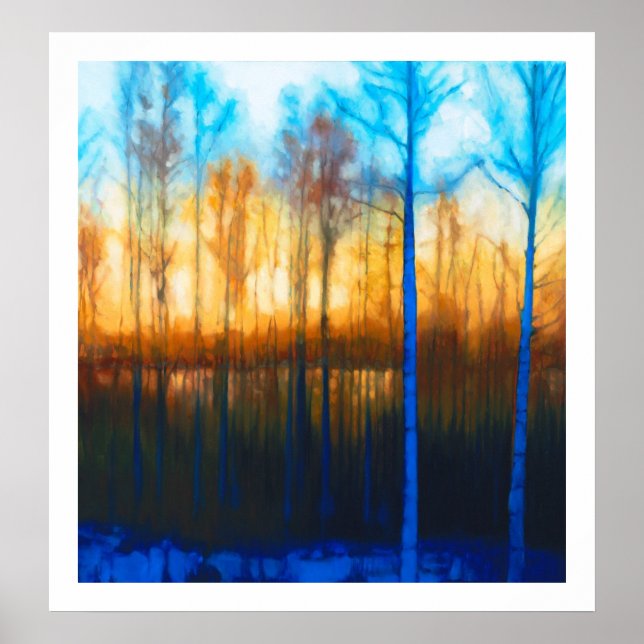 Póster Atardecer de invierno en el lago Siljan (Frente)