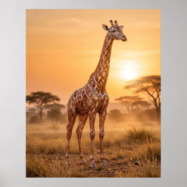 Póster Atardecer de Jirafa de Cobre