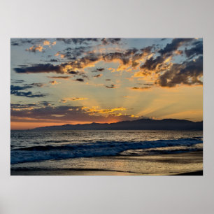 Póster Atardecer de la Hora Dorada - Playa de Venecia, CA