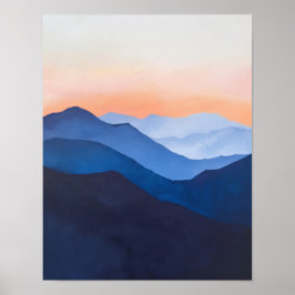 Póster Atardecer de montaña minimalista