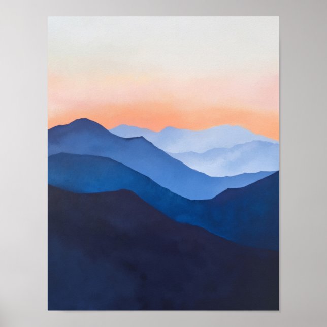 Póster Atardecer de montaña minimalista (Frente)