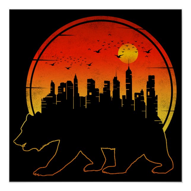 Póster Atardecer de oso en la ciudad (Anverso)