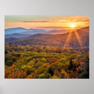 Póster Atardecer de otoño desde Beacon Heights