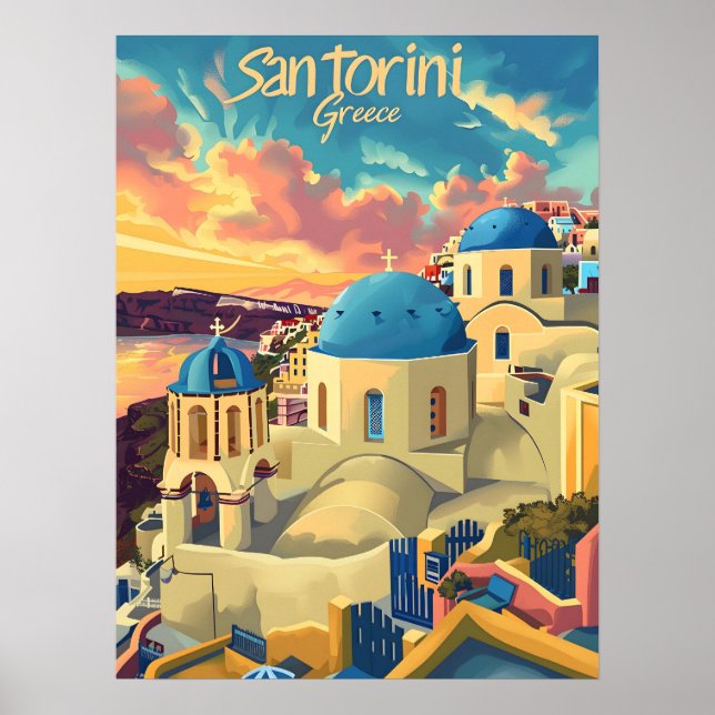 Póster atardecer de Santorini (Frente)