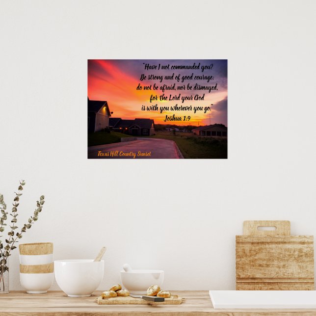 Póster Atardecer de Texas con Escritura (Cocina)