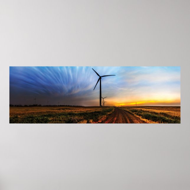 Póster Atardecer de Turbina Vitivinícola (Frente)