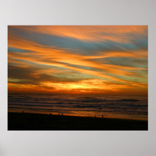 Póster Atardecer De Verano Con Hermosas Nubes Naranjas