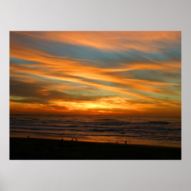 Póster Atardecer De Verano Con Hermosas Nubes Naranjas (Frente)