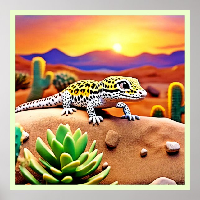 Póster Atardecer del desierto de Gecko (Frente)