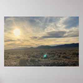 Póster Atardecer del Desierto de Nevada – Cielo Dorado So