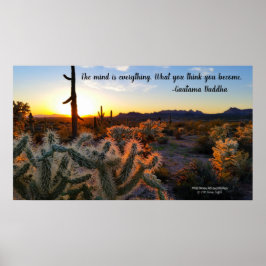 Póster Atardecer del desierto de Sonoran Arizona con cact