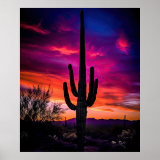 Póster Atardecer del desierto del suroeste de Arizona Sag