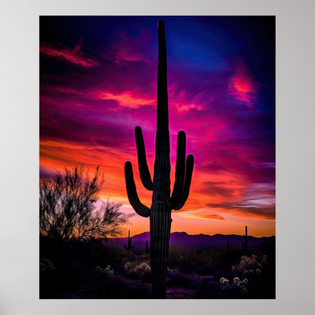 Póster Atardecer del desierto del suroeste de Arizona Sag (Frente)