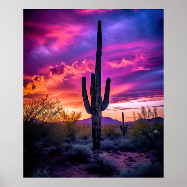 Póster Atardecer del desierto del suroeste de Arizona Sag (Frente)