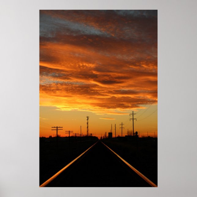 Póster Atardecer del ferrocarril del país (Frente)