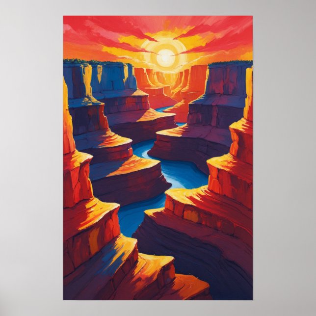 Póster Atardecer del Gran Cánion con formaciones de roca  (Frente)