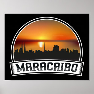 Póster Atardecer del horizonte de Maracaibo Venezuela Via