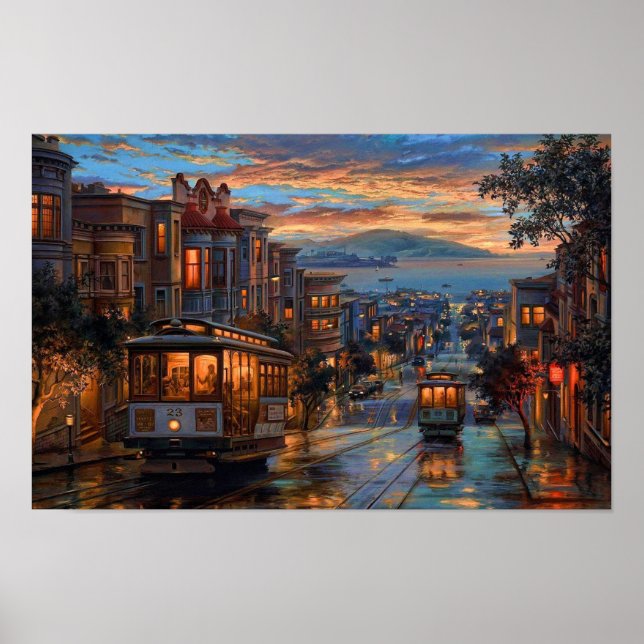 Póster Atardecer del teleférico de San Francisco - Reflex (Frente)