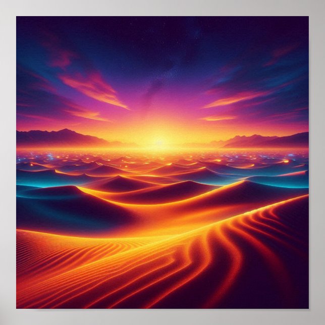 Póster Atardecer Desierto Horizonte Dorado Sueño Respland (Frente)