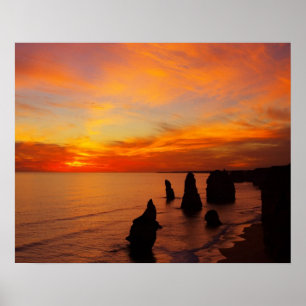 Póster Atardecer, Doce Apóstoles, Nacional Port Campbell