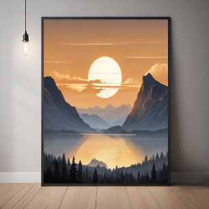 Póster Atardecer Dorado sobre el majestuoso paisaje monta