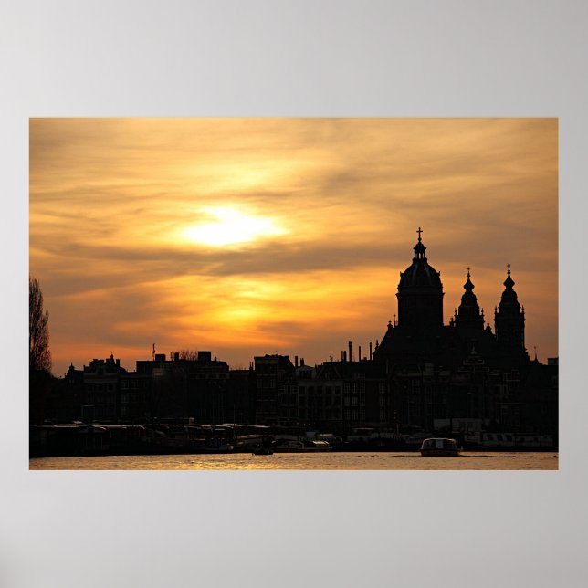 Póster Atardecer en Ámsterdam (Frente)