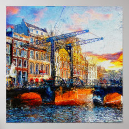 Póster Atardecer en Amsterdam en Aluminiumbru