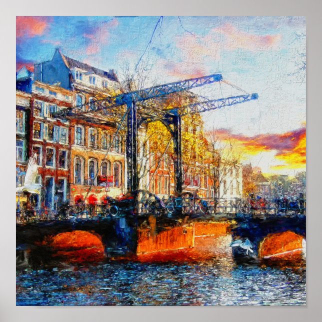 Póster Atardecer en Amsterdam en Aluminiumbru (Frente)