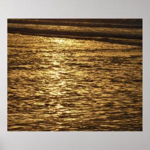 Póster Atardecer en California olas océano paisaje marino