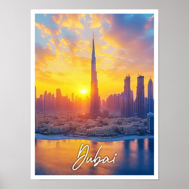 Póster Atardecer en Dubai Emiratos Árabes Unidos (Frente)