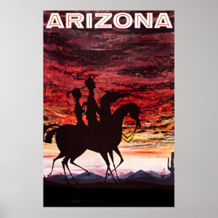 Póster Atardecer en el Desierto de Arizona de los 60 - Vi