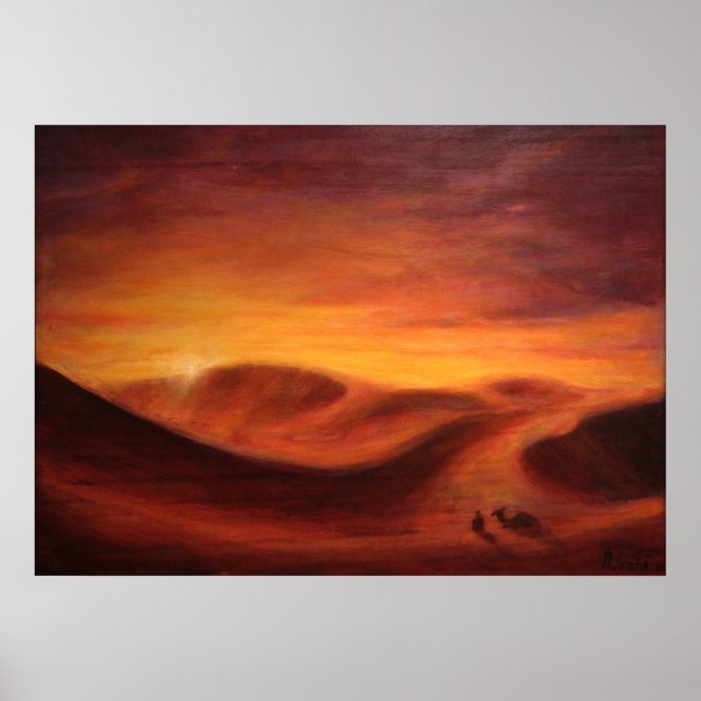 Póster Atardecer en el desierto del Sahara (Frente)