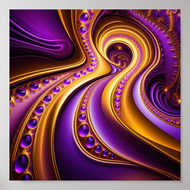 Póster Atardecer en el desierto morado (Frente)