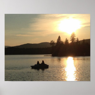 Póster Atardecer en el lago Adirondack