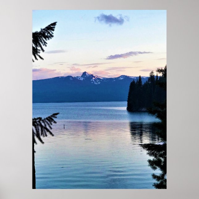 Póster Atardecer en el lago Crescent, Oregón (Frente)