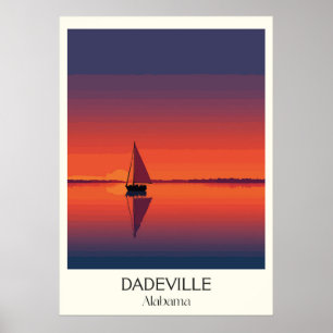 Póster Atardecer en el lago Dadeville Alabama Vela