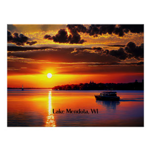 Póster Atardecer en el lago Mendota, Wisconsin