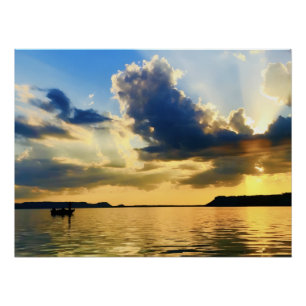 Póster Atardecer en el lago Pepin