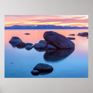 Póster Atardecer en el lago Tahoe